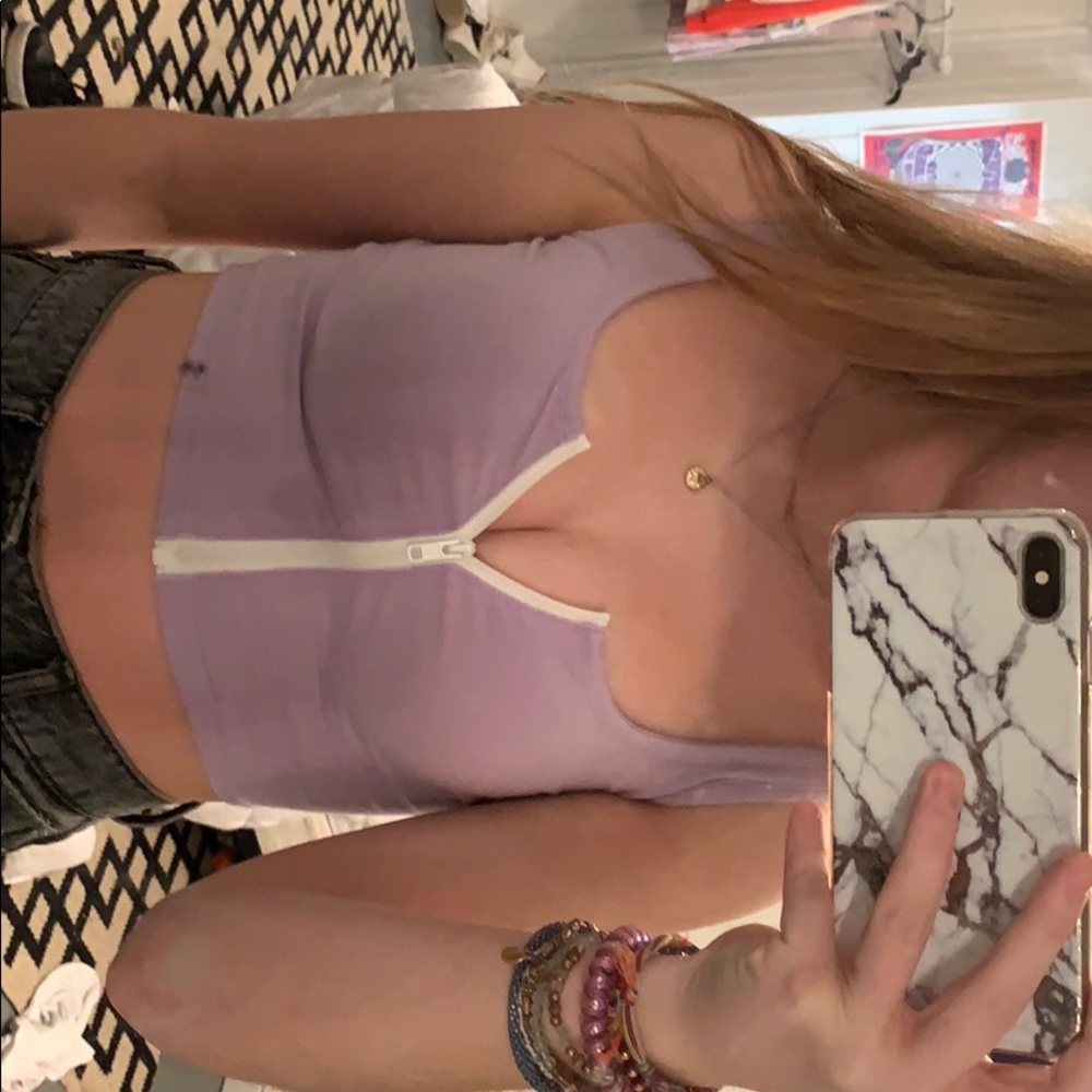 Purple Zipper crop top